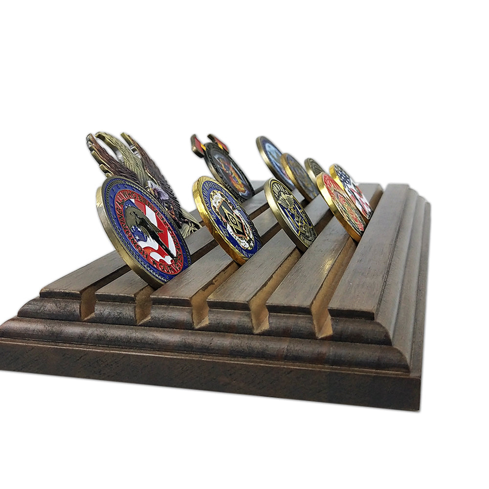 5 Rows Walnut Wooden Challenge Coin Display mysite