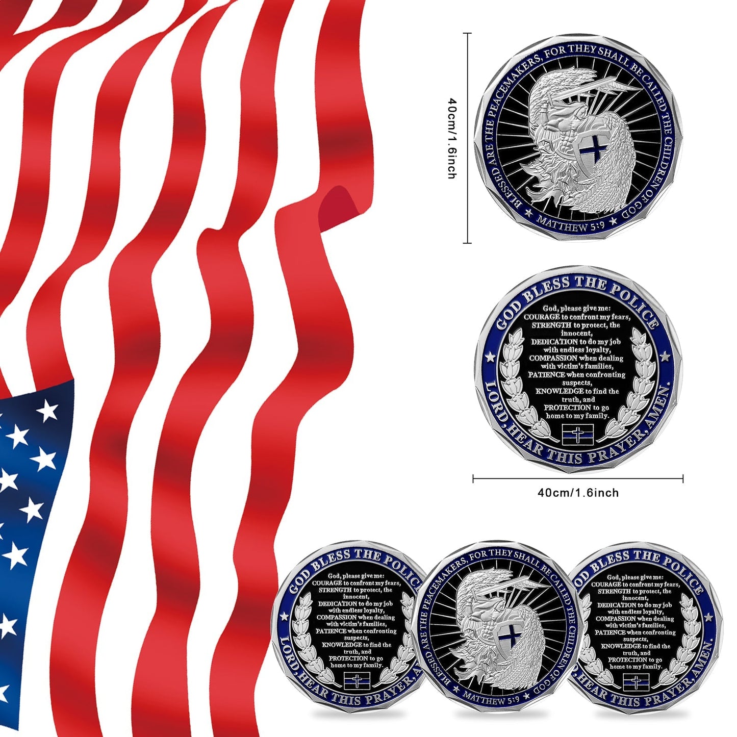 5 Pcs Guardian Angel Police Challenge Coin Gift Set mysite
