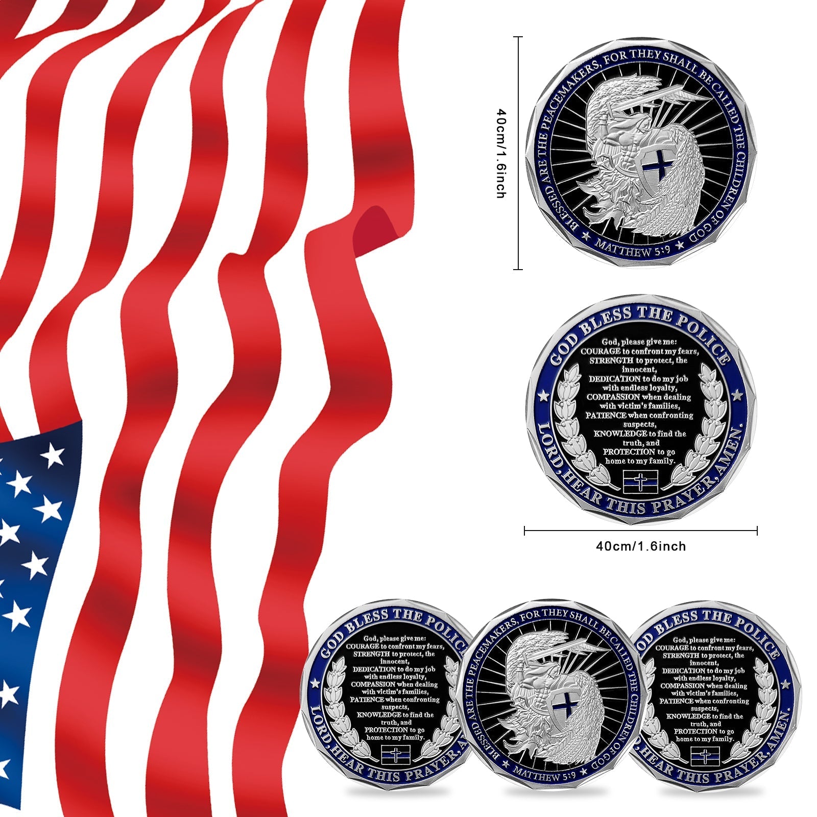 5 Pcs Guardian Angel Police Challenge Coin Gift Set mysite