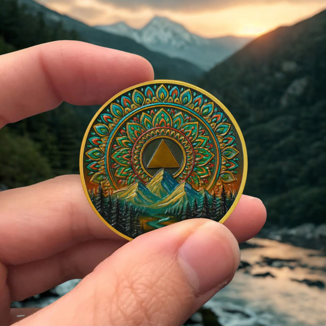 Personalized Sacred Mandala  Sobriety Coin mysite