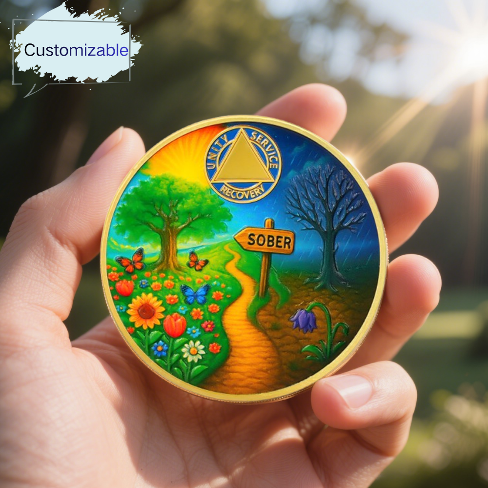 Personalized Sober Path Inspirational Sobriety Coin mysite