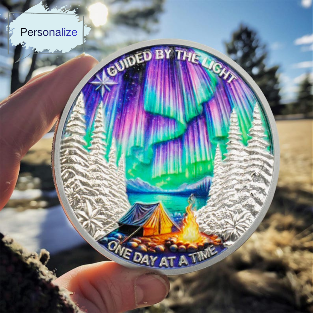 Personalized Aurora Bonfire One Day at a Time Sobriety Coin mysite