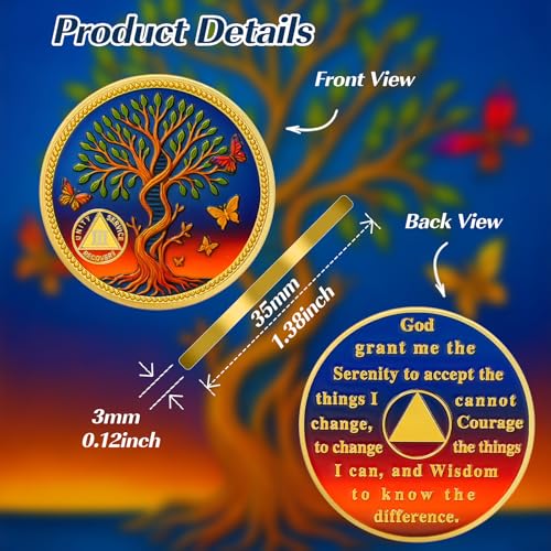 Pesonalized Tree of Life & Butterflies Sobriety Coin mysite