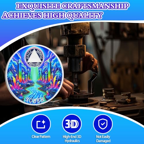 Personalized Colorful Crystal River Sobriety Coin mysite
