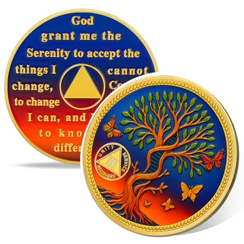 Pesonalized Tree of Life & Butterflies Sobriety Coin mysite