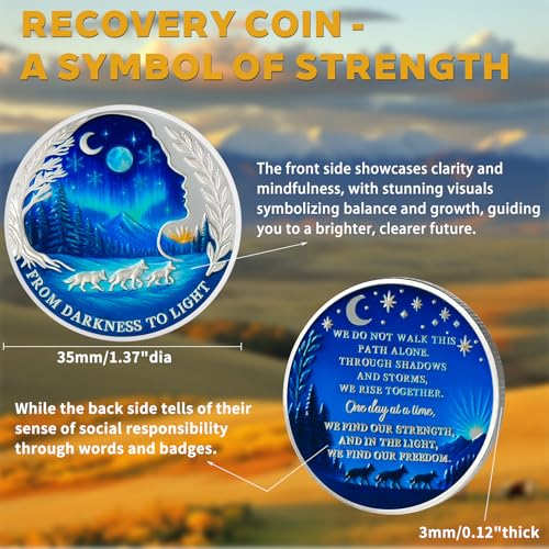 From Darkness to Light Sobriety Challenge Coin Inspirational Recovery Medallion mysite