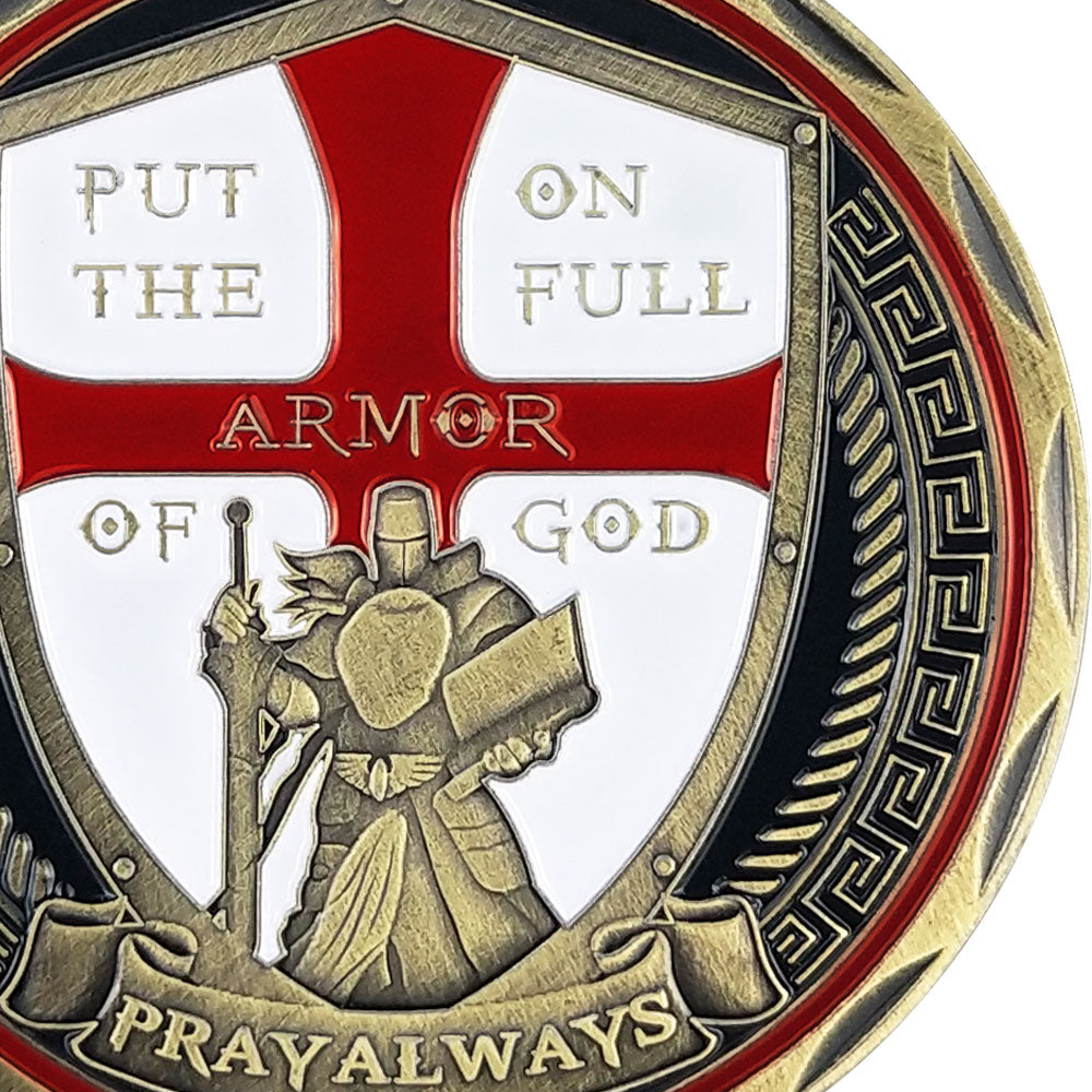 Put On the Full Armor of God Challenge Coin Crusader Pray Always Collectible Coin mysite