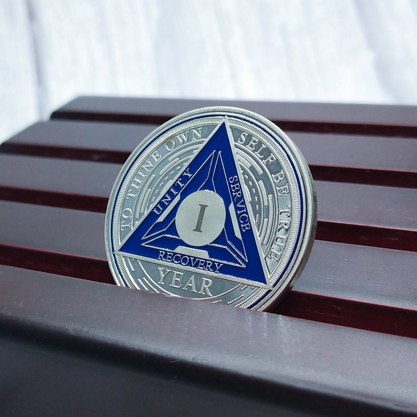 Blue Triangle 1 to 6 Year Recovery Sobriety Coin AA Chip mysite