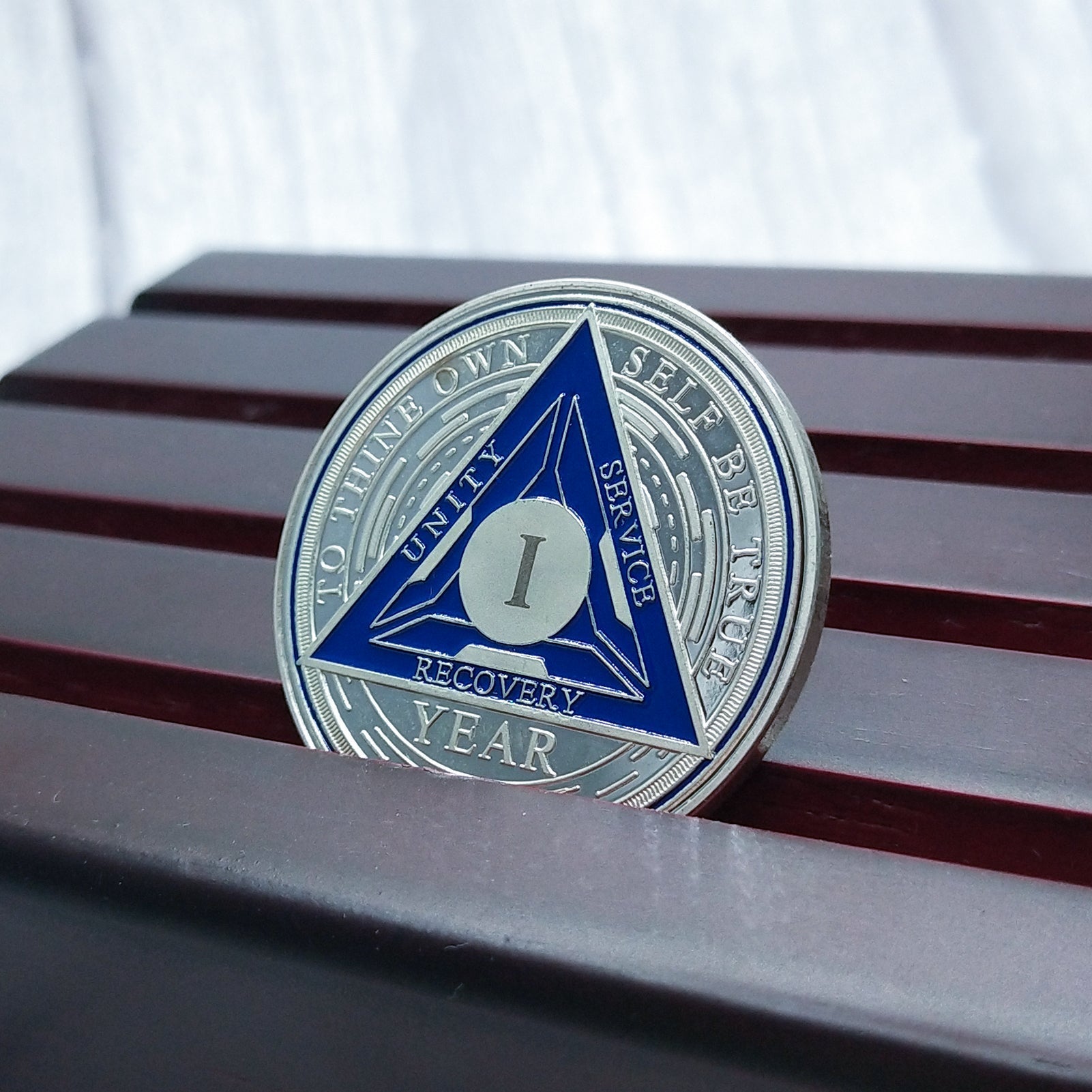 Blue Triangle 1 to 6 Year Recovery Sobriety Coin AA Chip mysite
