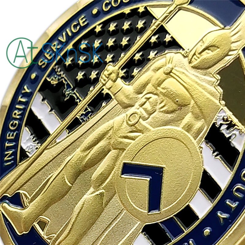 Thin Blue Line Shield Police Officer Challenge Coin mysite
