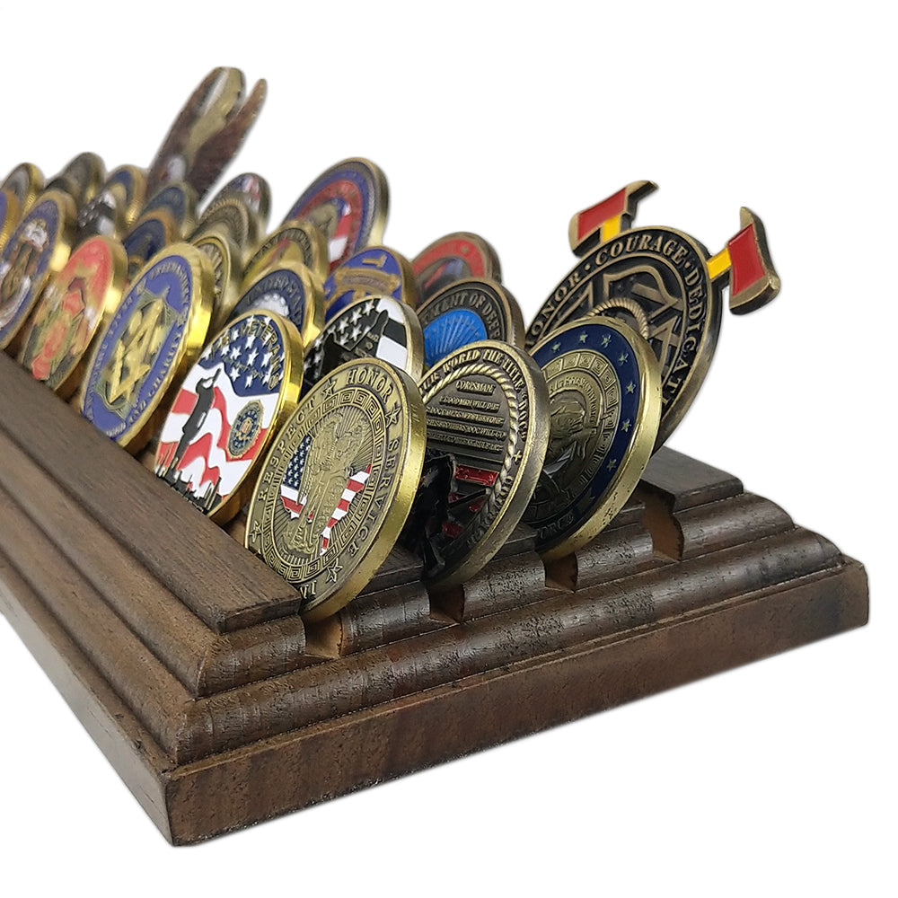 5 Rows Walnut Wooden Challenge Coin Display mysite