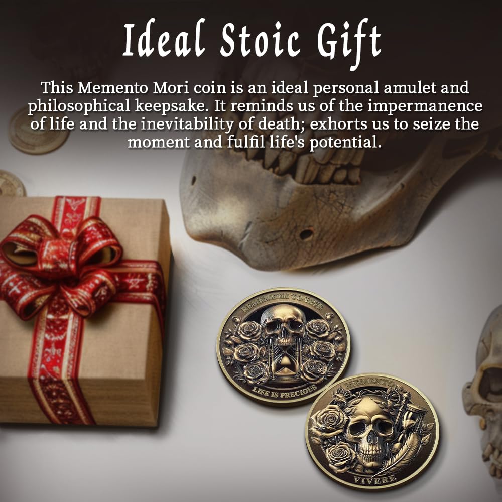Inspirational Stoicism Memento Skull Challenge Coins mysite