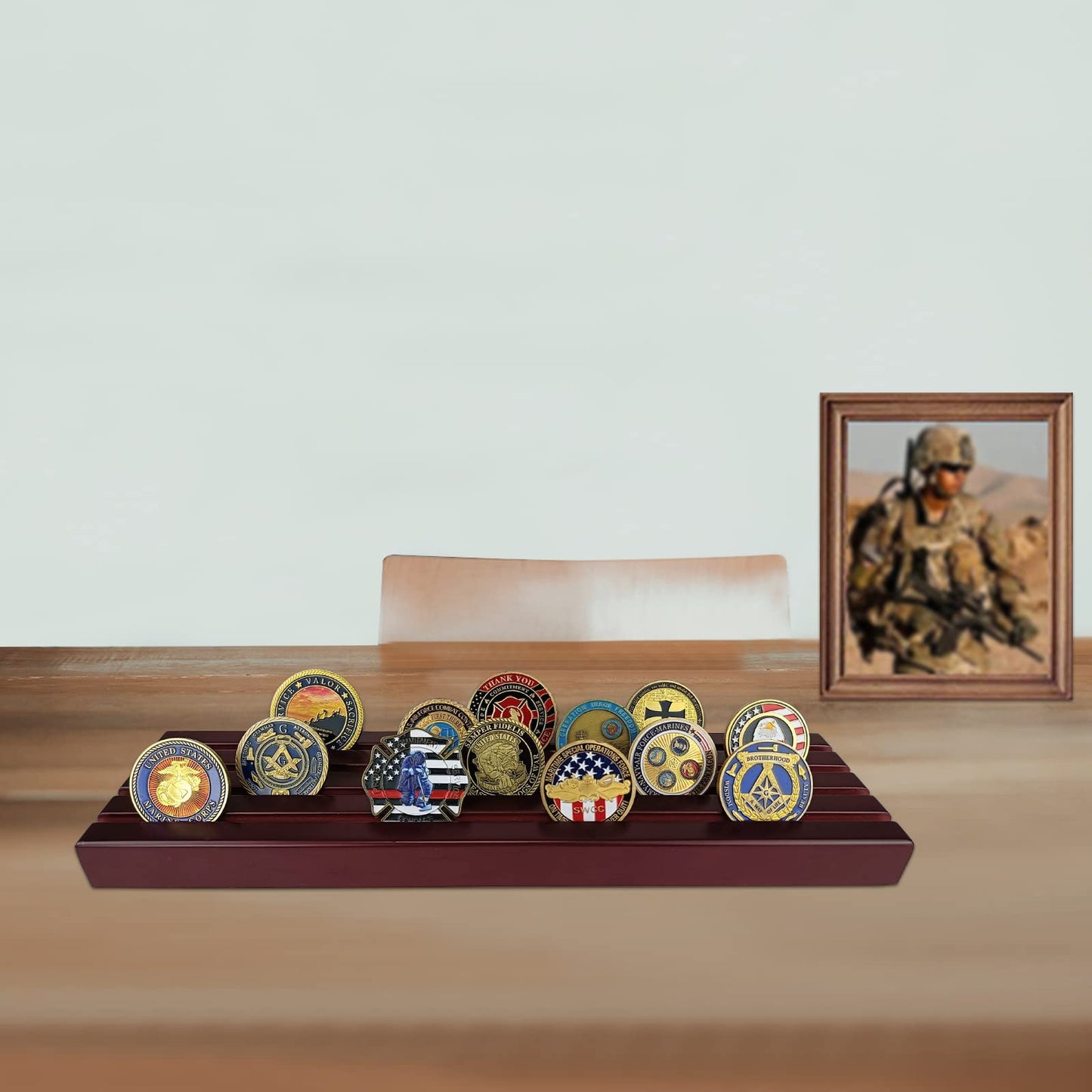 4 Row Coins Display Holder Solid Wood Coin Stand Holds 30 Coins mysite