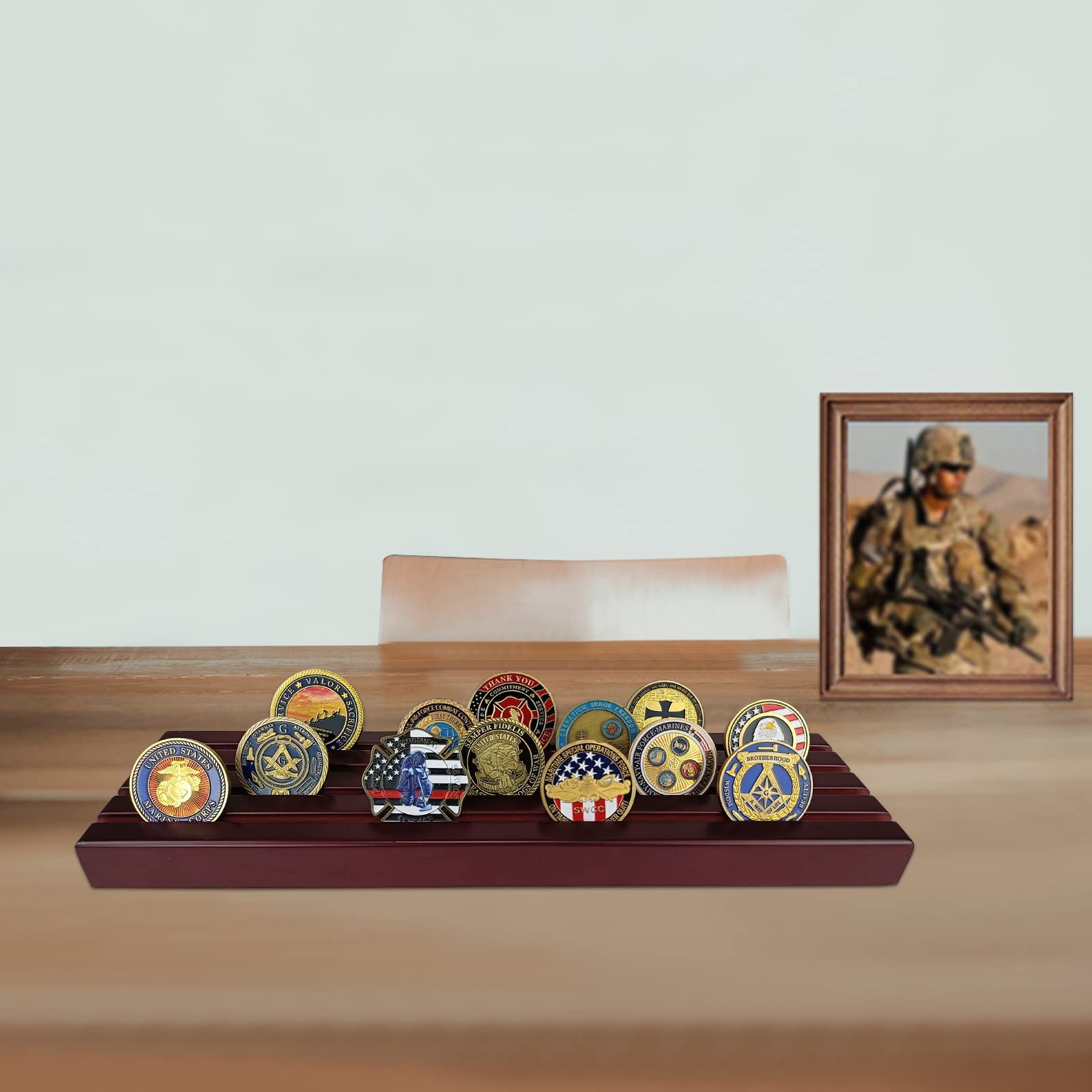 4 Row Coins Display Holder Solid Wood Coin Stand Holds 30 Coins mysite