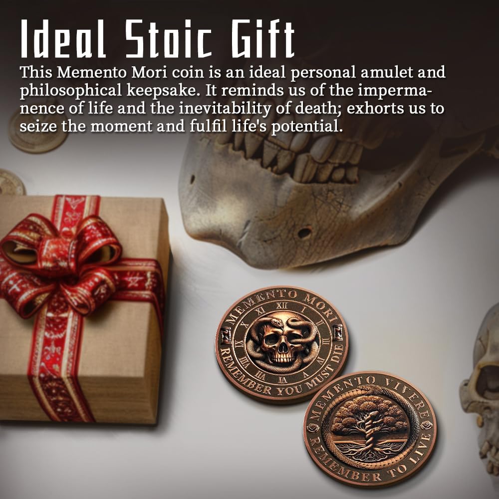 Daily Stoic Reminder Memento Mori Coin Skull Challenge Coins mysite