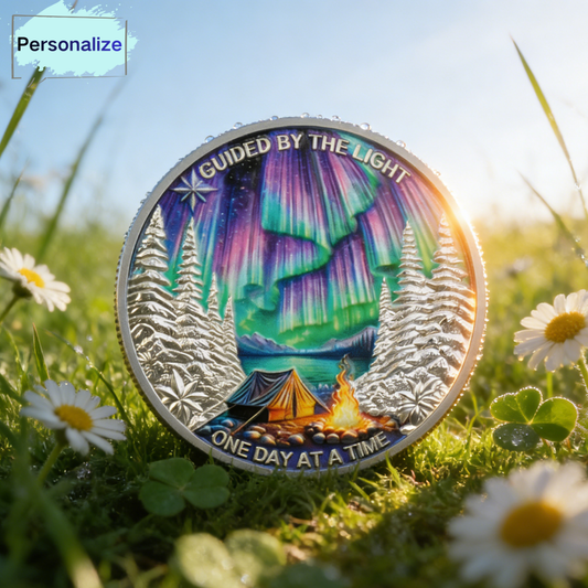 Personalized Aurora Bonfire One Day at a Time Sobriety Coin mysite