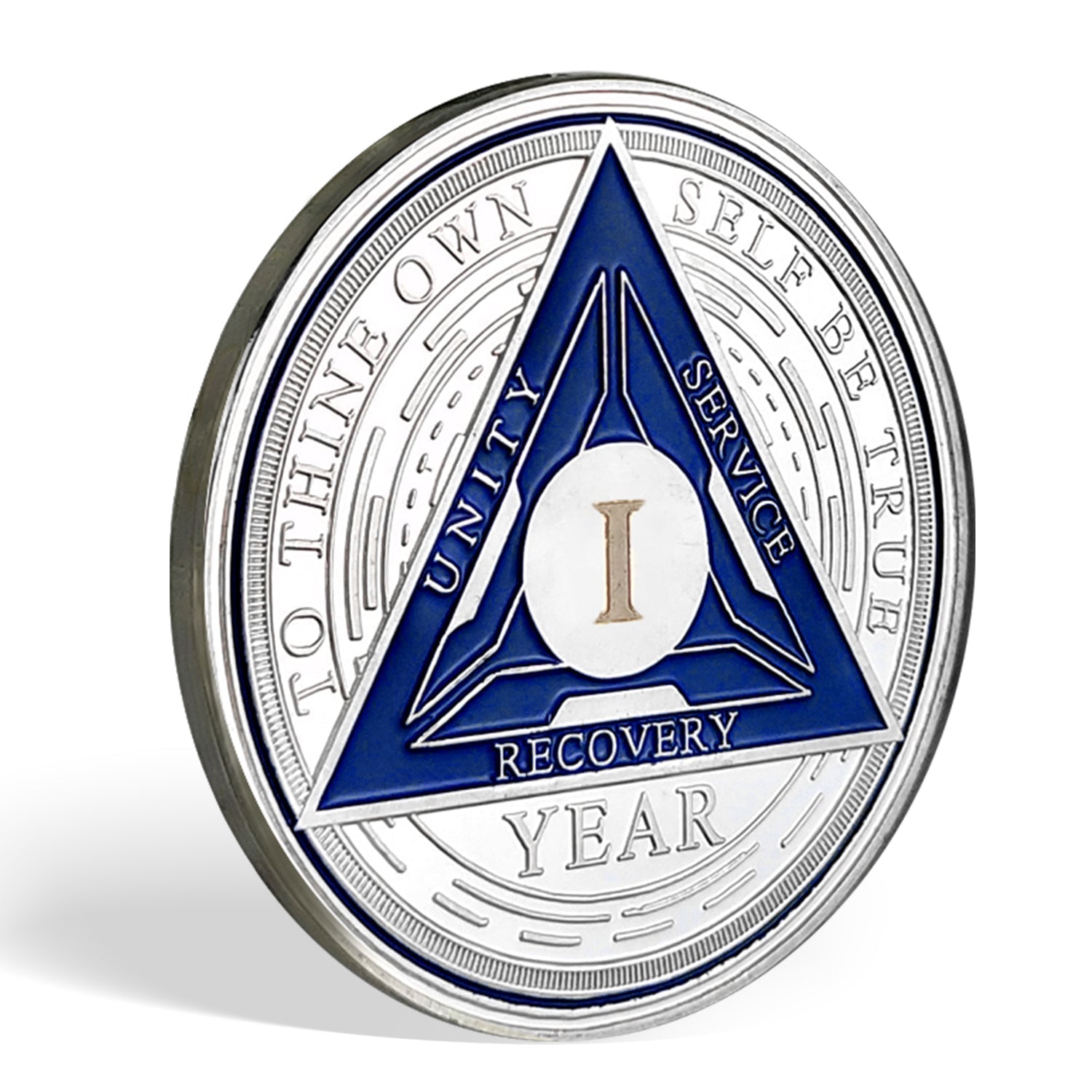 Blue Triangle 1 to 6 Year Recovery Sobriety Coin AA Chip mysite