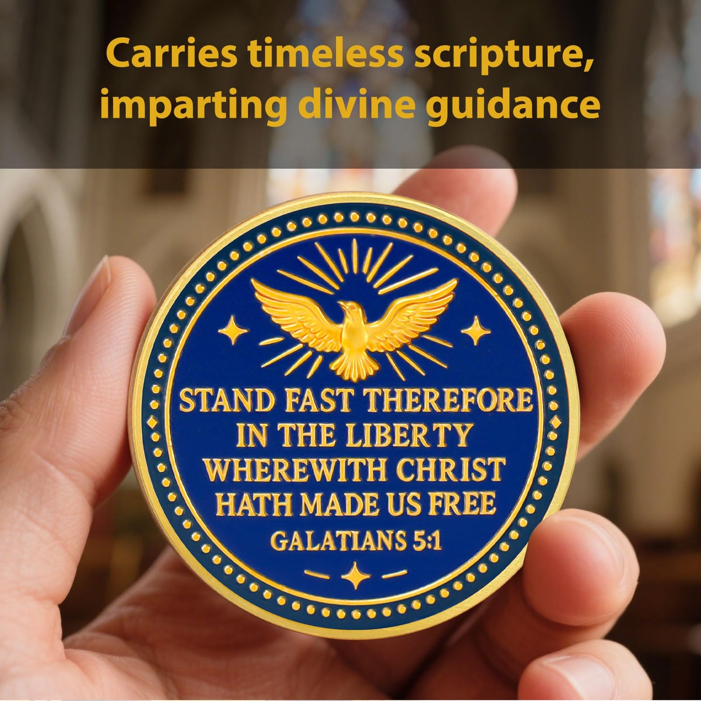 Christian Liberty Challenge Coin with Galatians 5:1 Bible Verse mysite