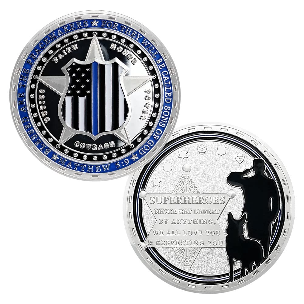 Police Officer Military Thin Blue Line K9 Challenge Coin mysite