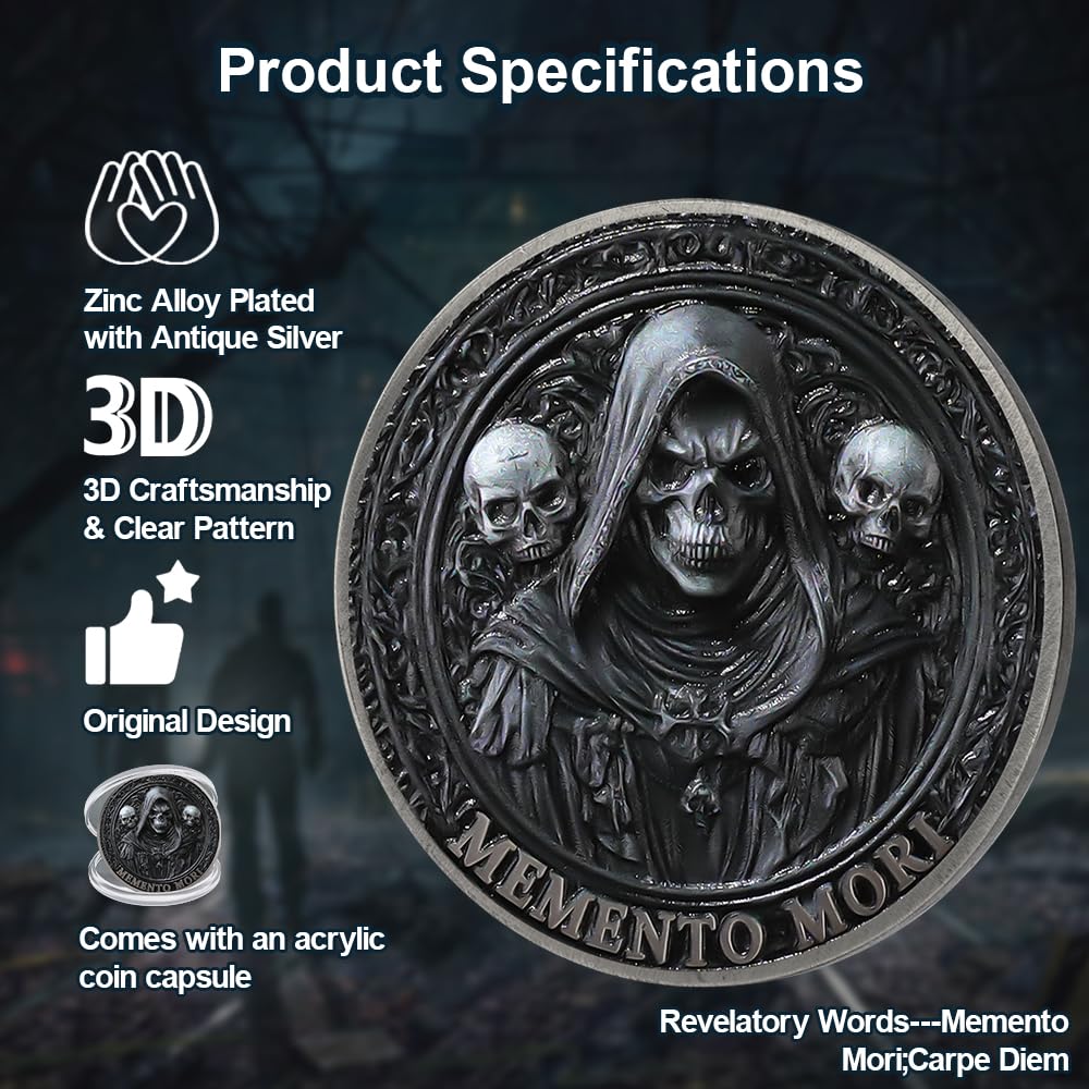 Carpe Diem Motivational Stoicism Memento Mori Challenge Coin mysite