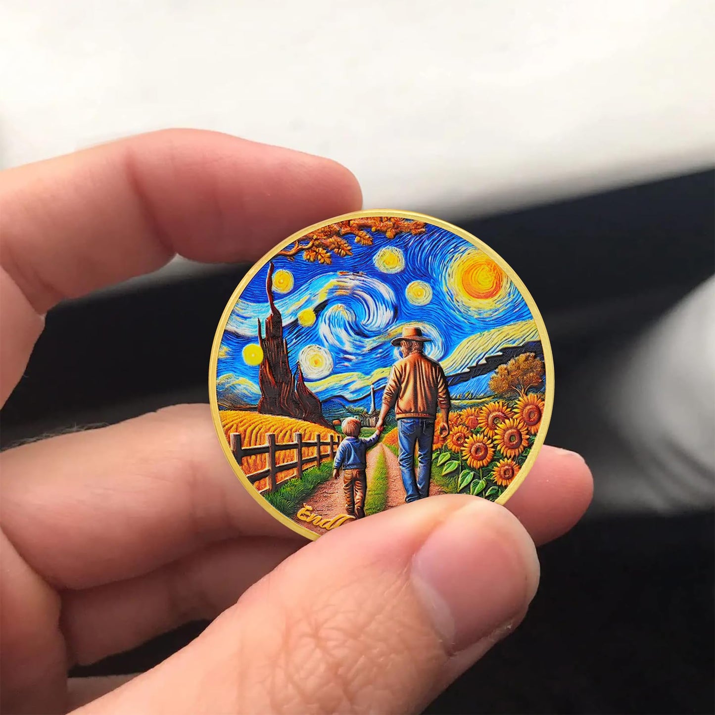 Sunflowers and Stars Father Challenge Coin mysite