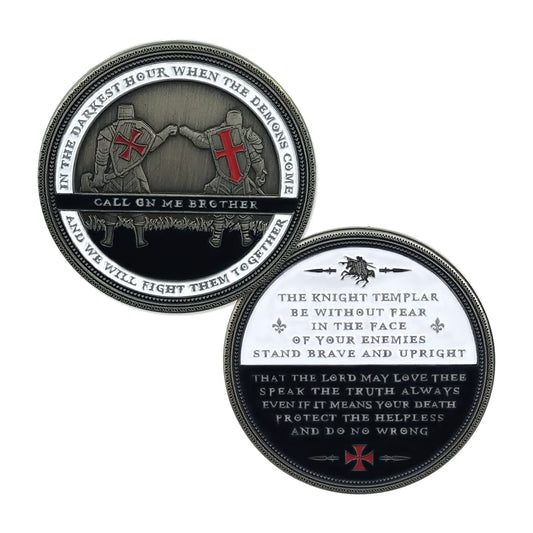 Knight Templar Call On Me Brother Religious Red Cross Challenge Coin mysite