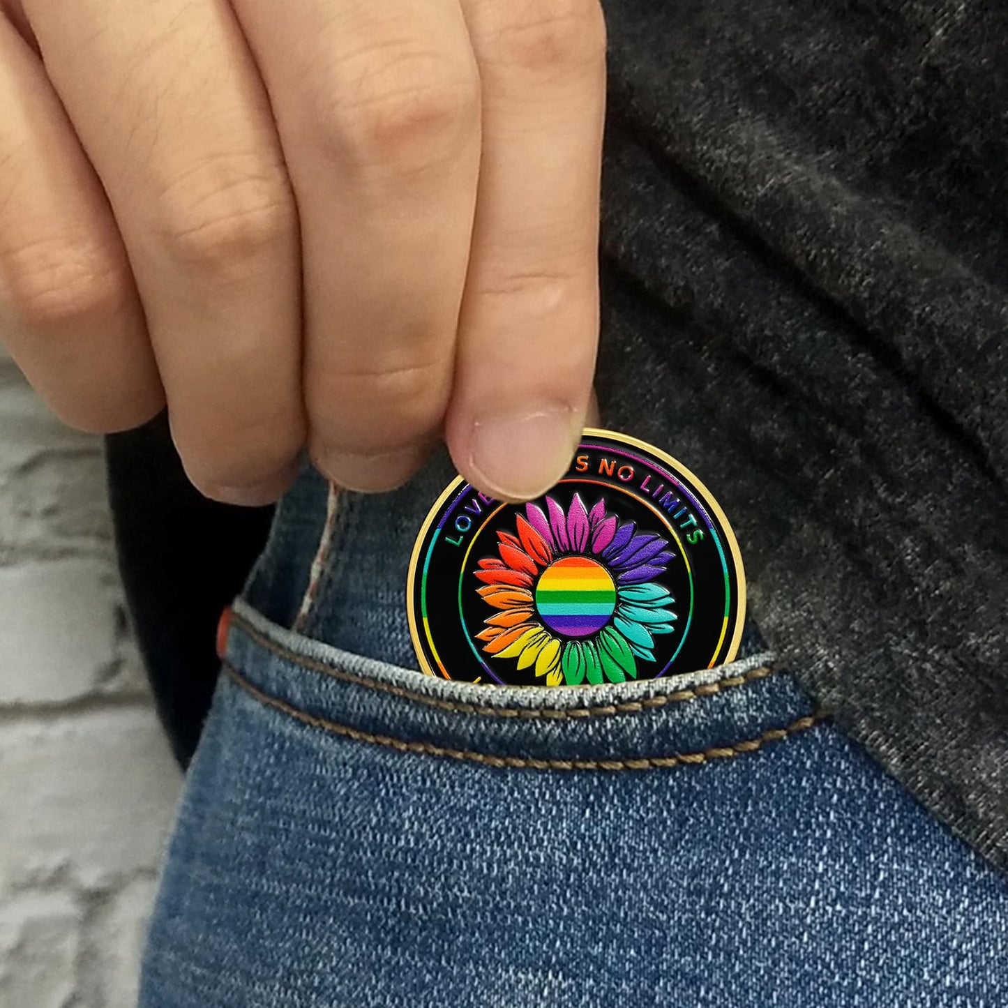 AtSKnSK Rainbow Sunflower Pride Challenge Coin, Love is Love LGBT Gifts mysite