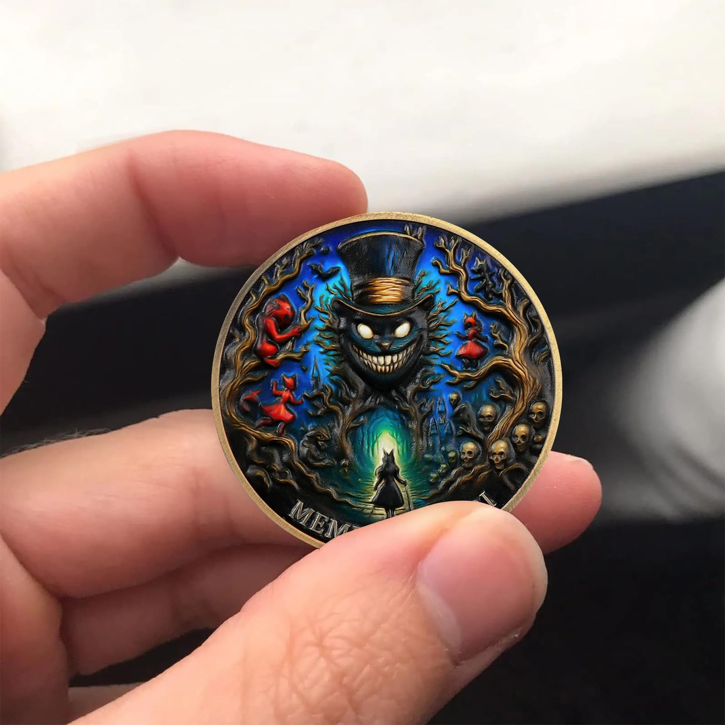 Memento Mori Coin Gothic Skull and Clock Token with Quote, Inspirational Pocket Coin mysite