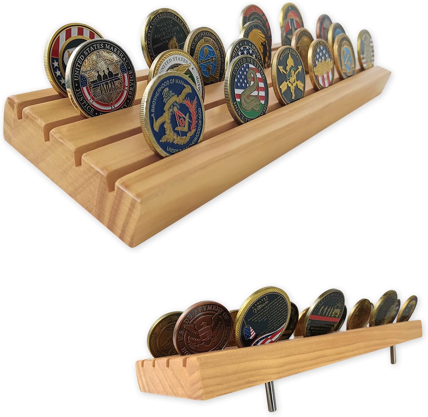 4 Row Coins Display Holder Solid Wood Coin Stand Holds 30 Coins mysite