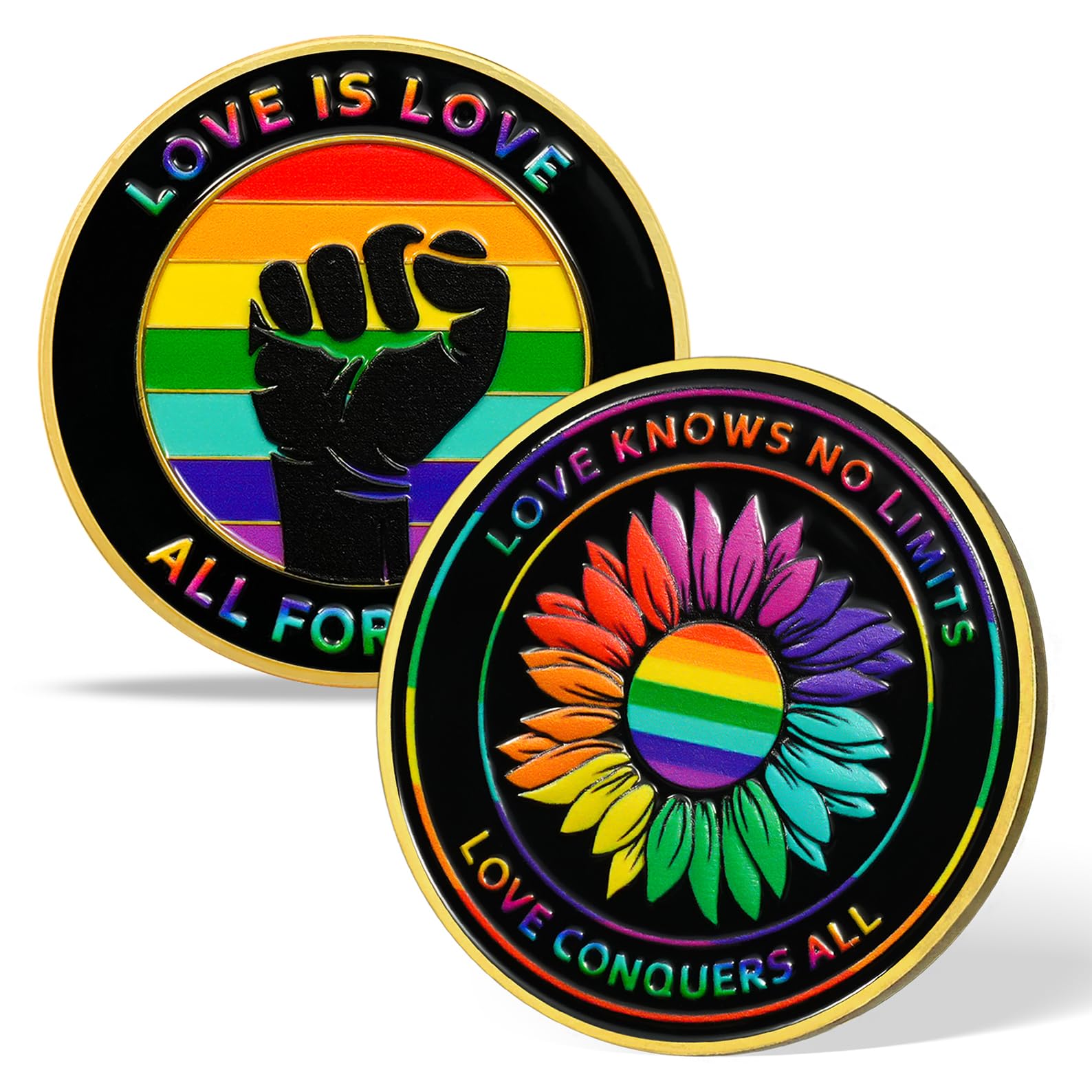 AtSKnSK Rainbow Sunflower Pride Challenge Coin, Love is Love LGBT Gifts mysite