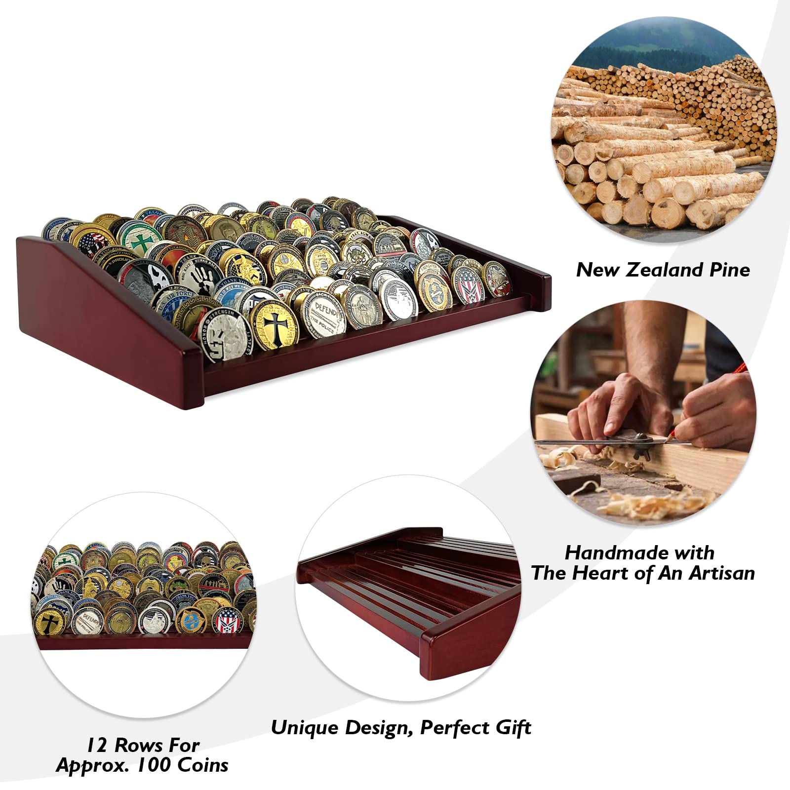 12 Rows Military Challenge Coin Holder Display Case Holds 90-100 Coins mysite