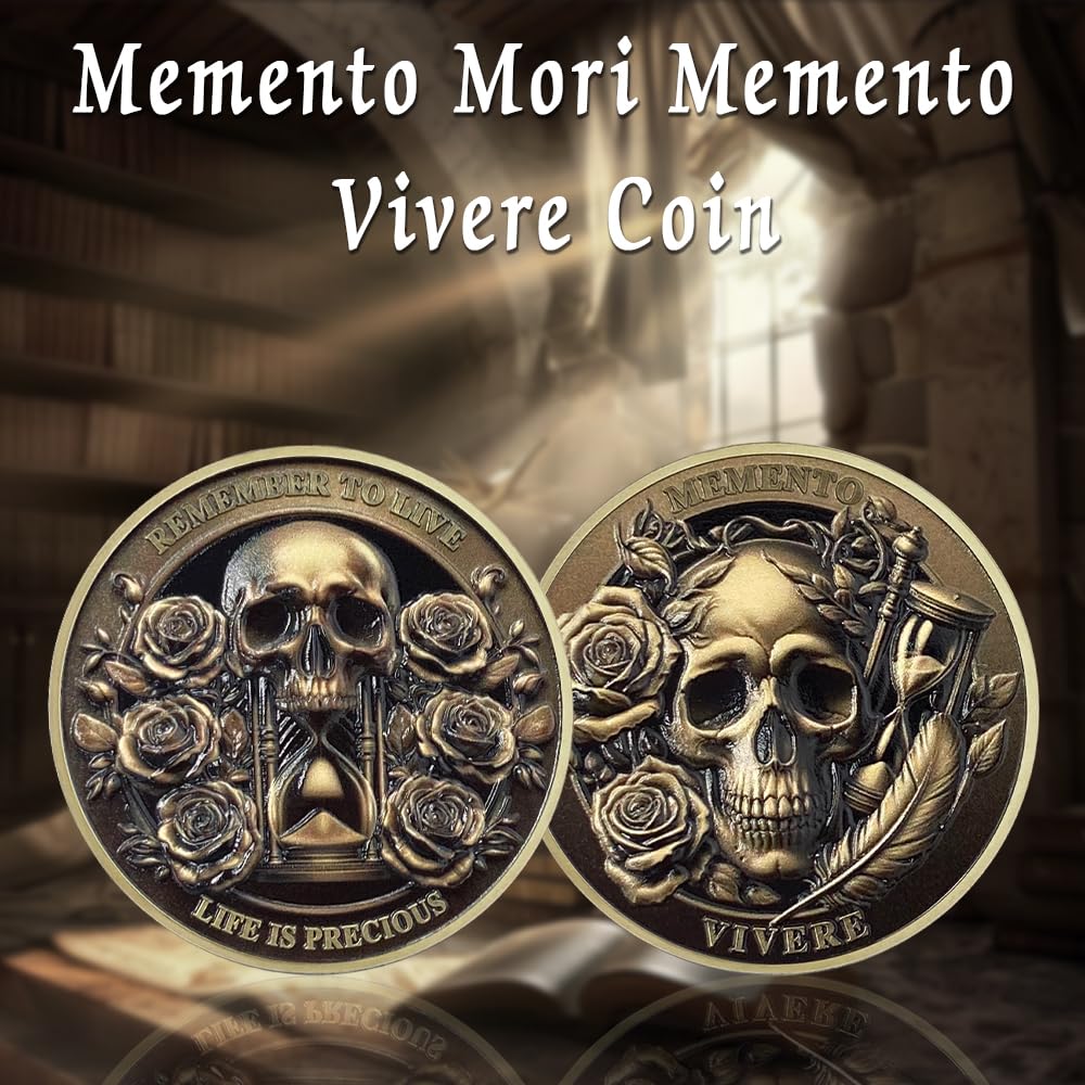 Inspirational Stoicism Memento Skull Challenge Coins mysite