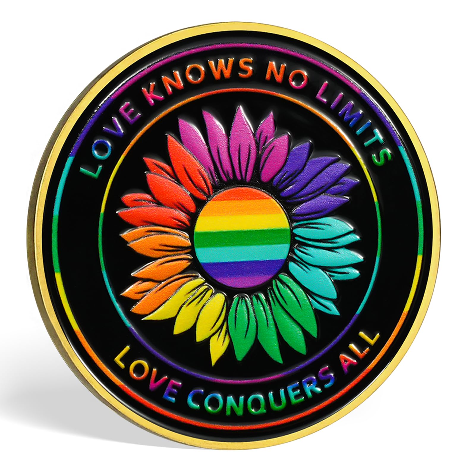 AtSKnSK Rainbow Sunflower Pride Challenge Coin, Love is Love LGBT Gifts mysite