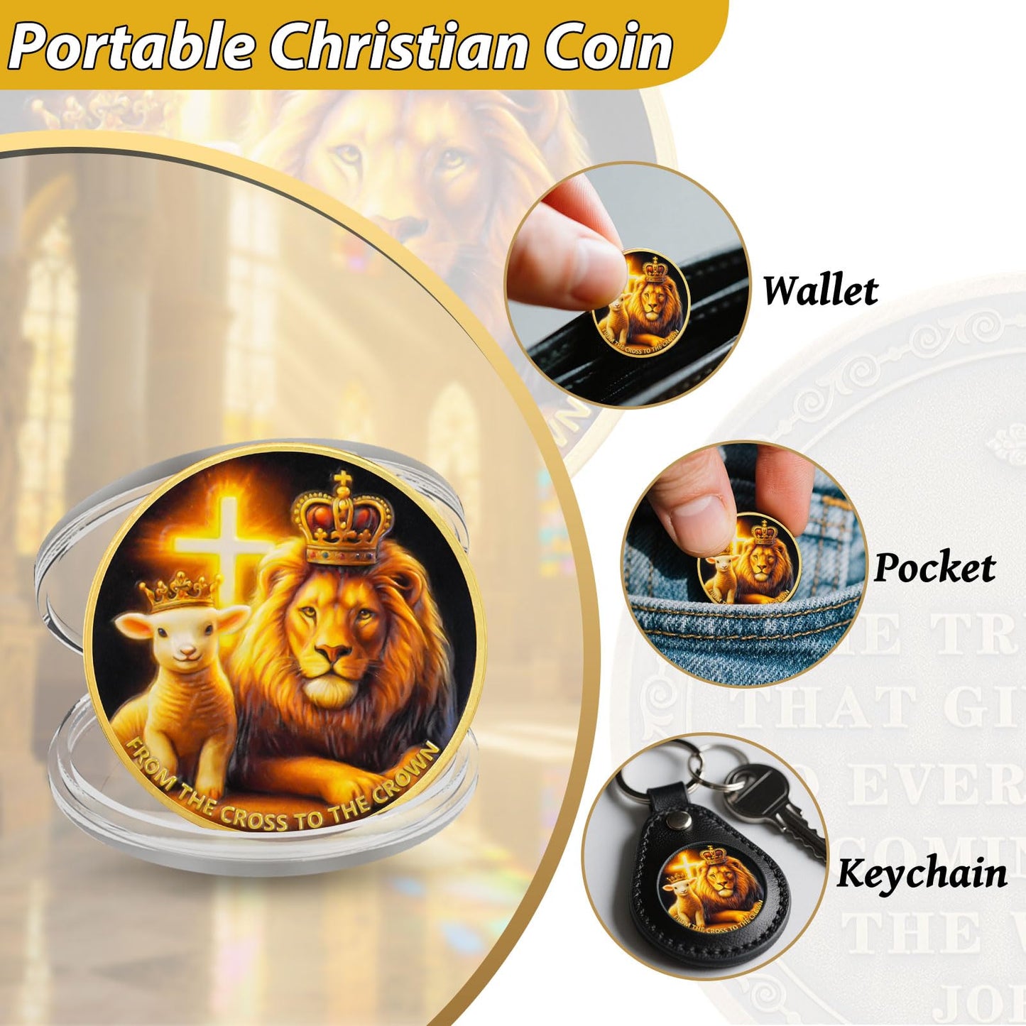 Lion of Judah and Lamb of God Christian Challenge Coin mysite
