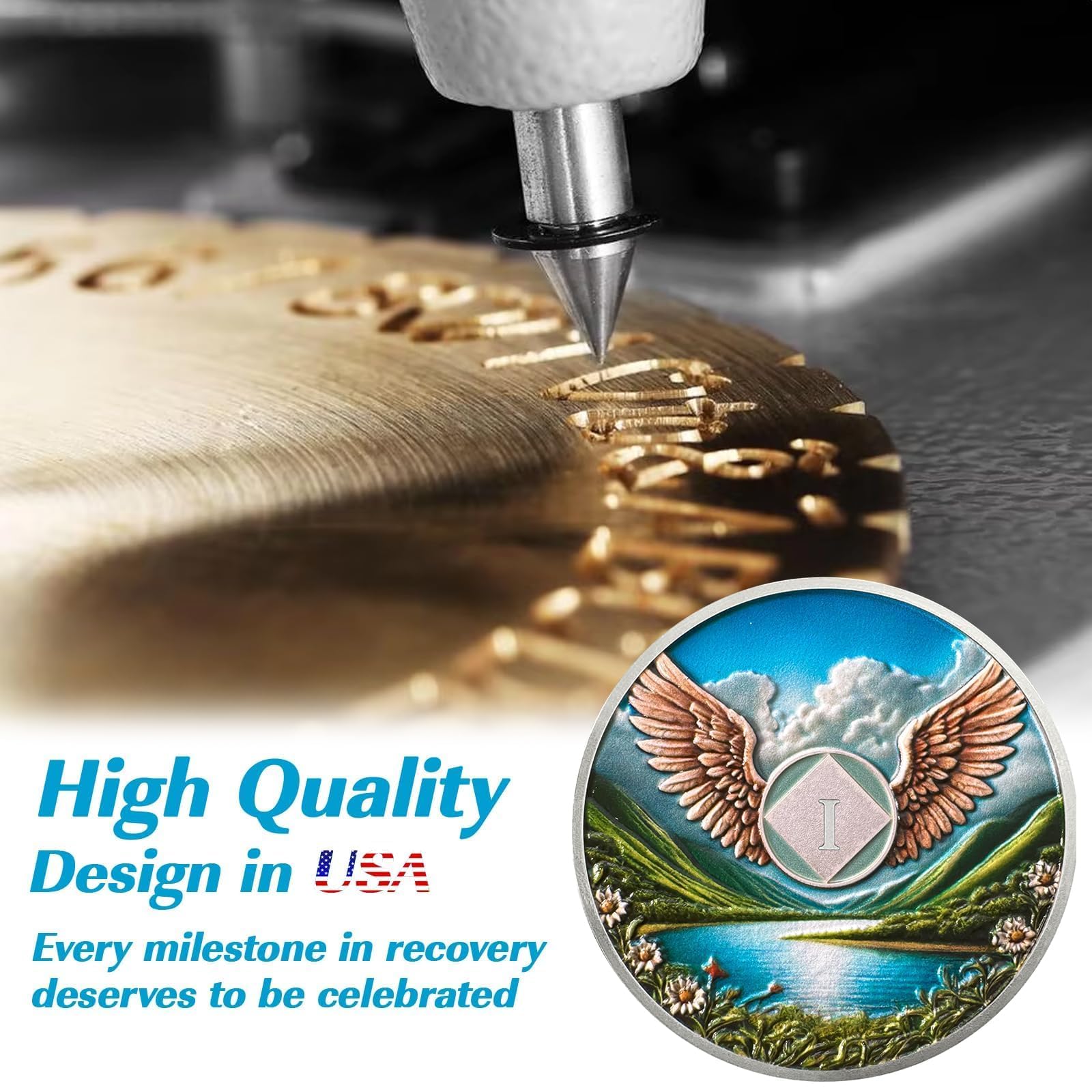 Personalized Wings of Freedom Sobriety Coin mysite