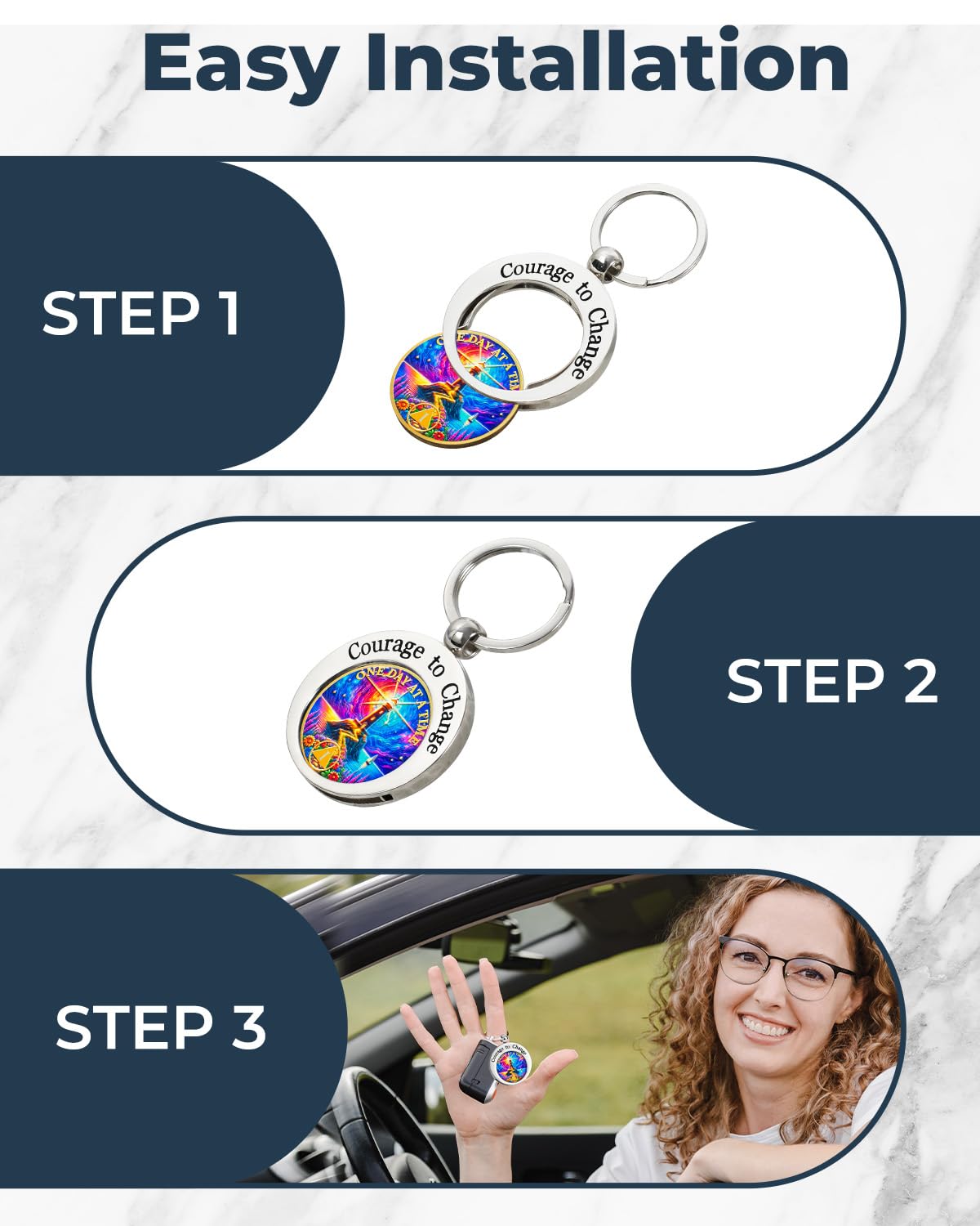 Courage to Change Stainless Steels Coin Keychain Holder mysite