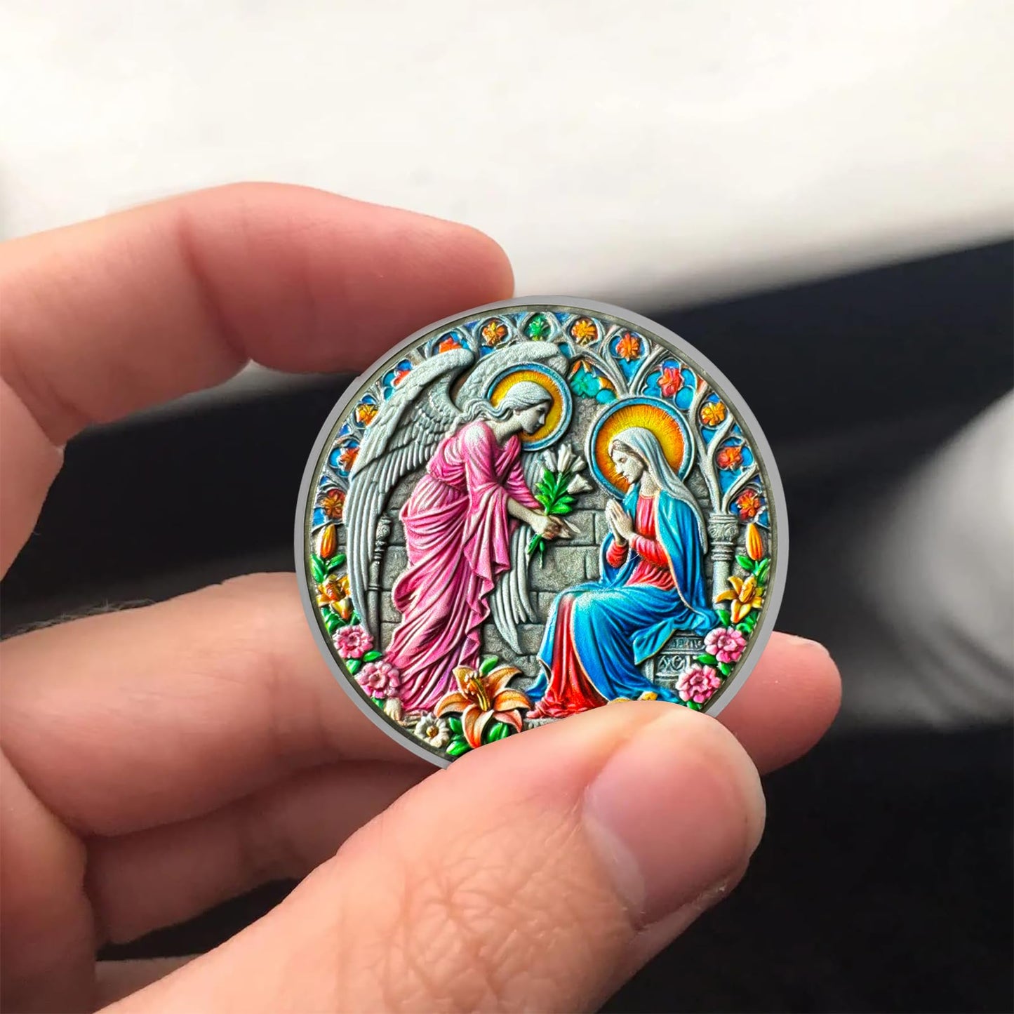 Inspirational Angel and Virgin Mary Annunciation Angel Religious Coin mysite