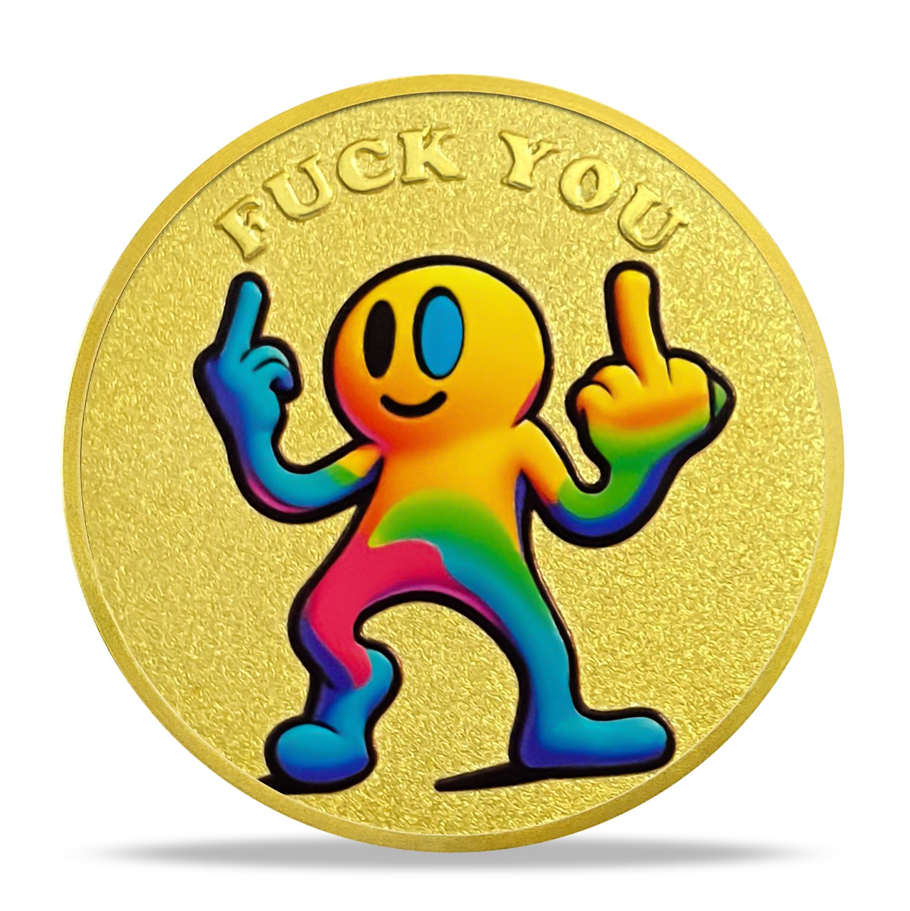 Middle Finger Challenge Coin Colorful Cartoon Smile Character Coin mysite