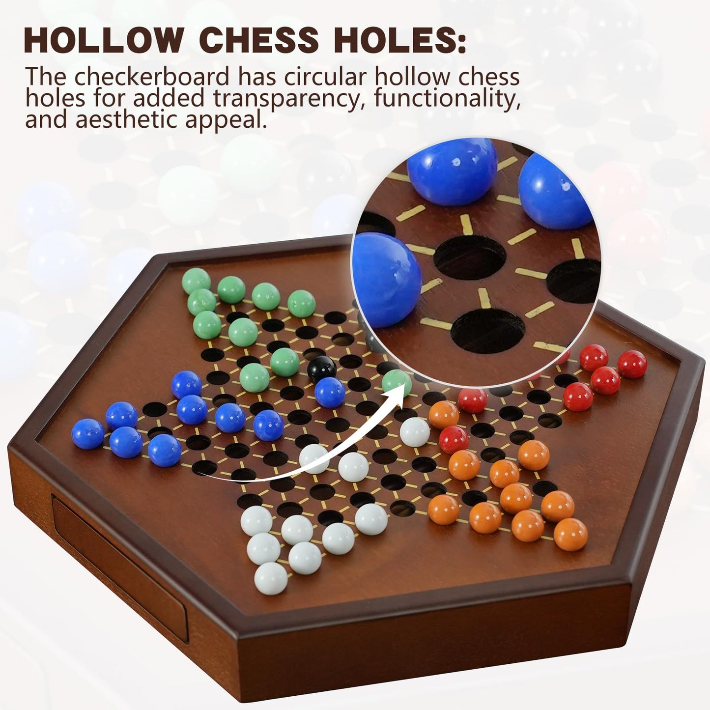 15" Large Upgraded Wooden Chinese Checkers Game Board mysite