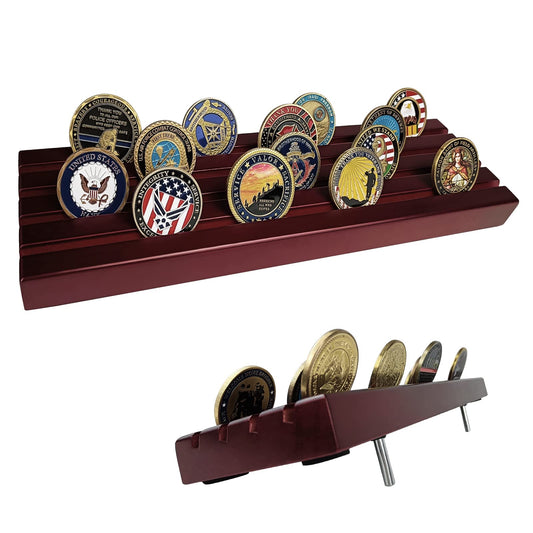 4 Row Coins Display Holder Solid Wood Coin Stand Holds 30 Coins mysite