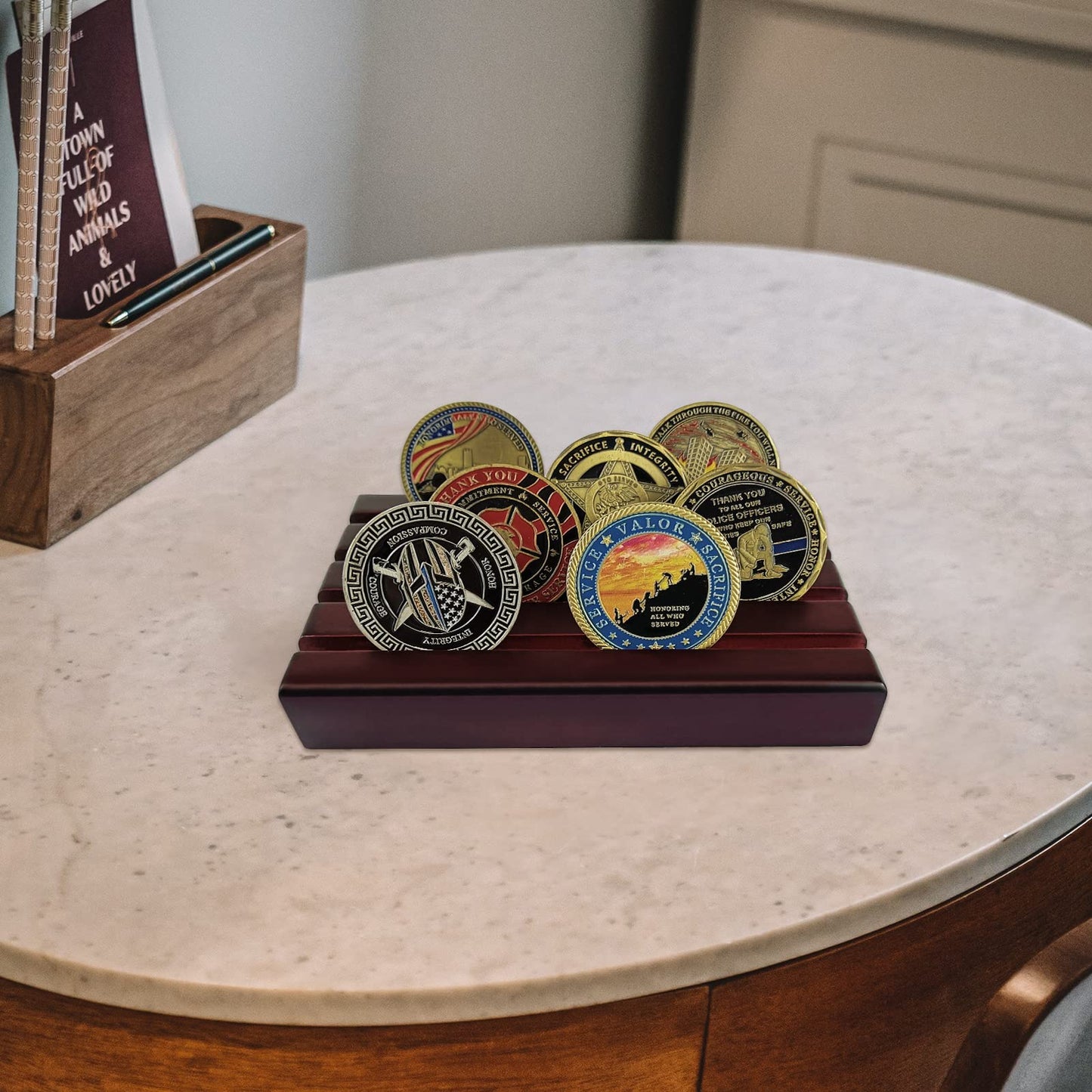 4 Row Solid Wood Small Coins Display Holder Holds 10-12 Coins mysite
