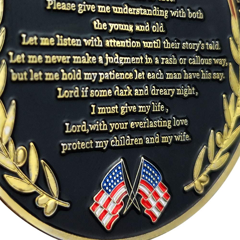 AtSKnSK Police Officers Law Enforcement Challenge Coin Thin Blue Line Police Prayer Coin mysite