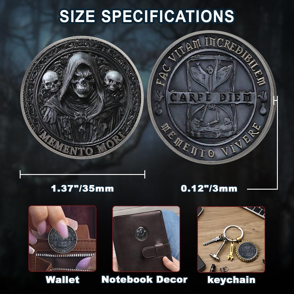 Carpe Diem Motivational Stoicism Memento Mori Challenge Coin mysite