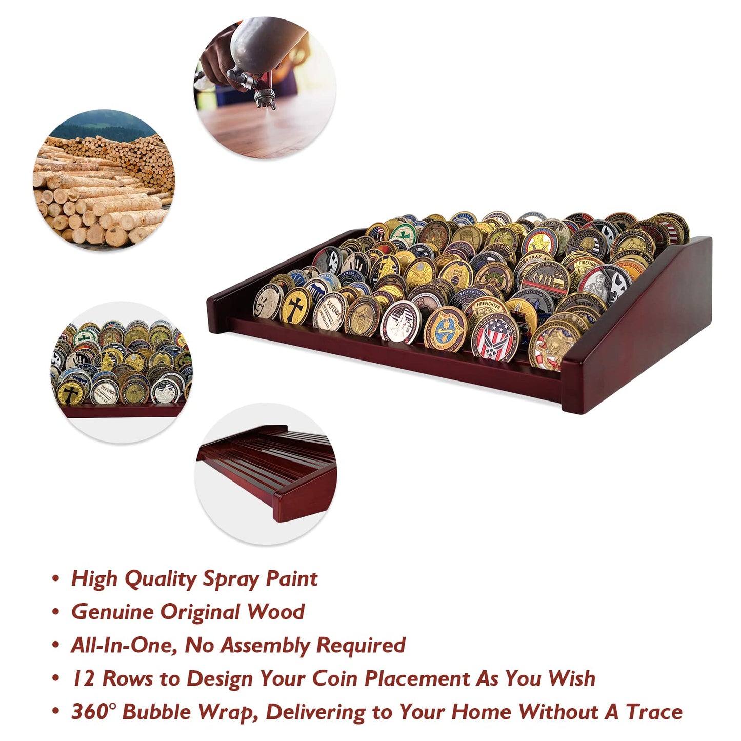 12 Rows Military Challenge Coin Holder Display Case Holds 90-100 Coins mysite