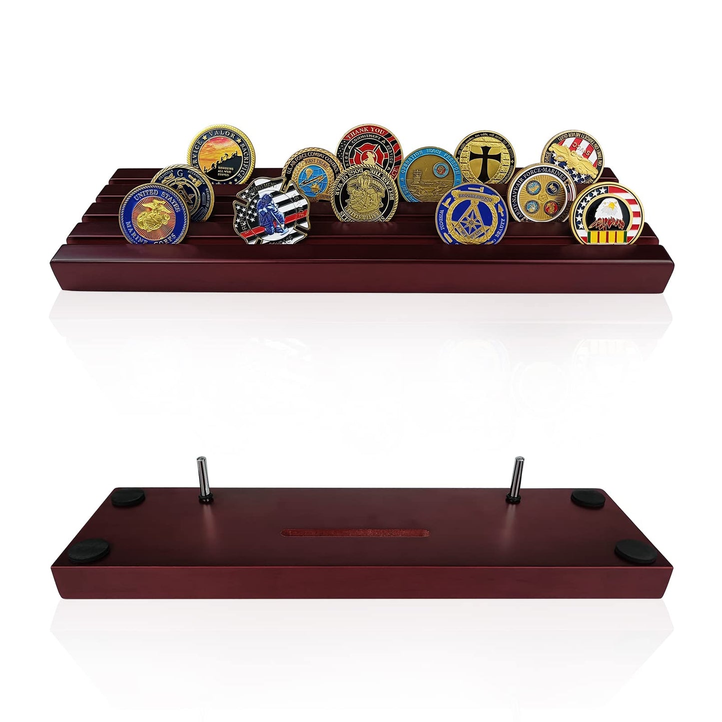4 Row Coins Display Holder Solid Wood Coin Stand Holds 30 Coins mysite