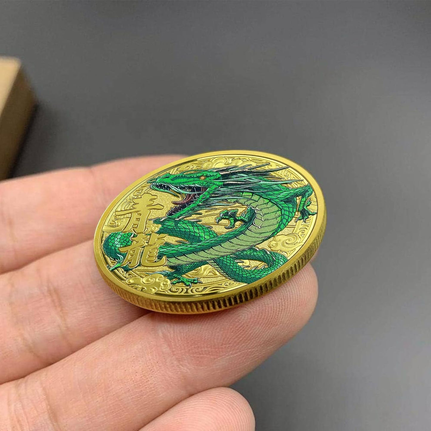 Chinese Coins Ancient Mythical Creatures Blue Dragon Lucky Coin Lottery Ticket Scratcher Tool Attract Good Luck Novelty Coins Lucky Charms Challenge Coins mysite