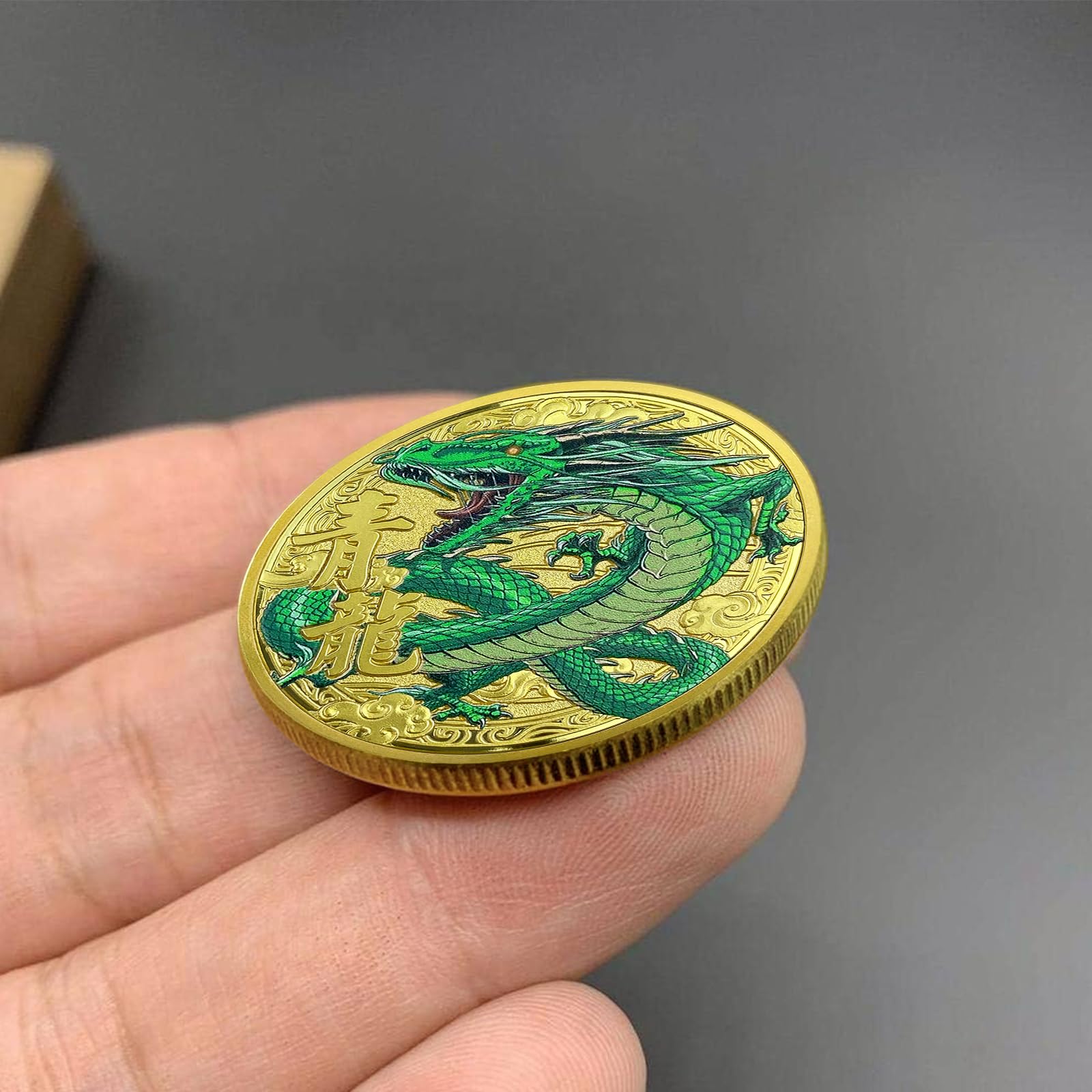 Chinese Coins Ancient Mythical Creatures Blue Dragon Lucky Coin Lottery Ticket Scratcher Tool Attract Good Luck Novelty Coins Lucky Charms Challenge Coins mysite