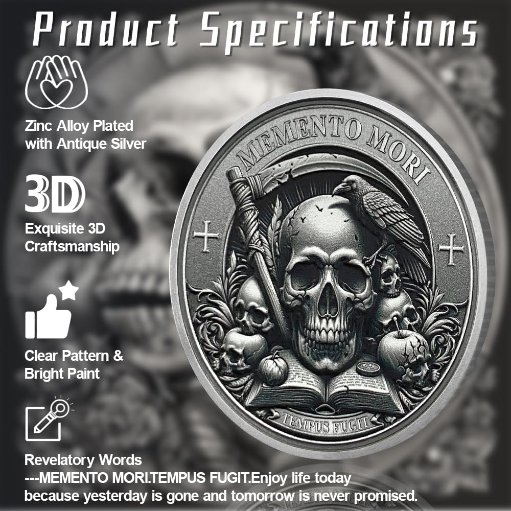 Stoic Reminder Memento Mori Coin Skull Challenge Coins mysite