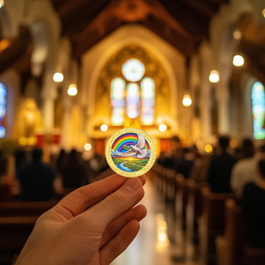 Dove, Rainbow & Bible Verses Noahs Ark Christian Coin mysite