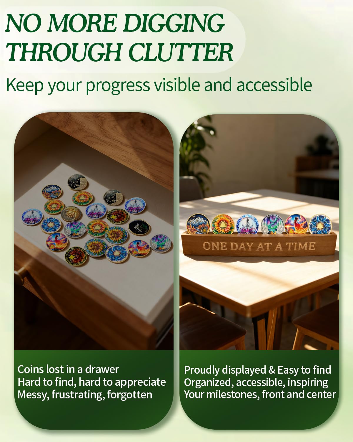 Bamboo Sobriety Coin Holder Display mysite